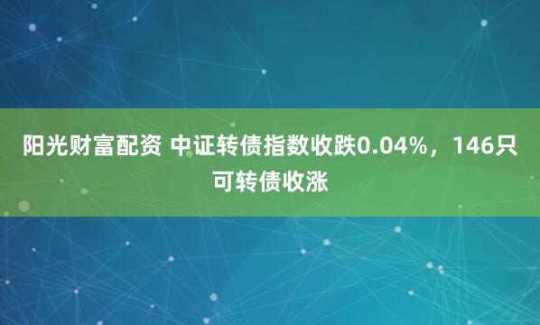阳光财富配资 中证转债指数收跌0.04%，146只可转债收涨